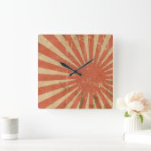 Retro Rising Sun Wallklok Vierkante Klok (Huis)