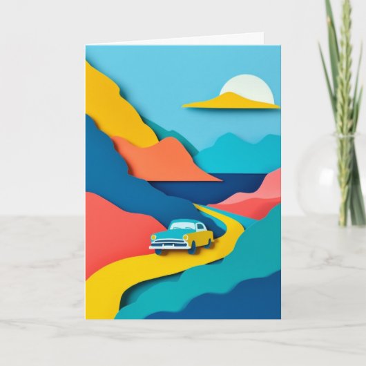 Retro Road Trip Avontuur Kaart (Voorkant)
