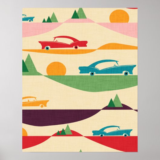 RETRO ROAD TRIP BEIGE POSTER (Voorkant)