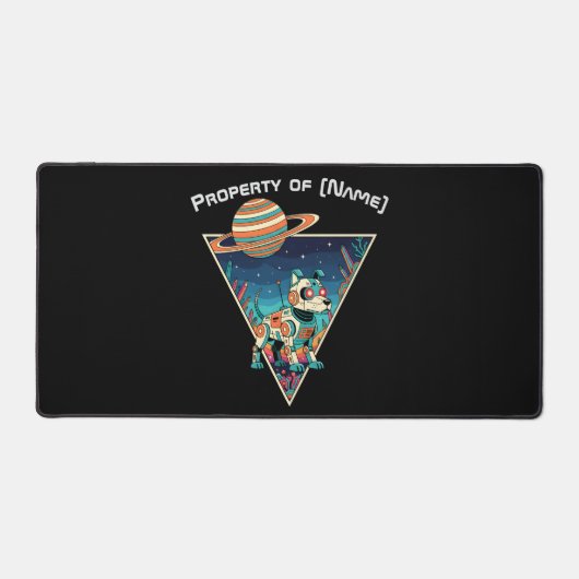 Retro Robo-Dog - Custom Name Desk Mat (Voorkant)