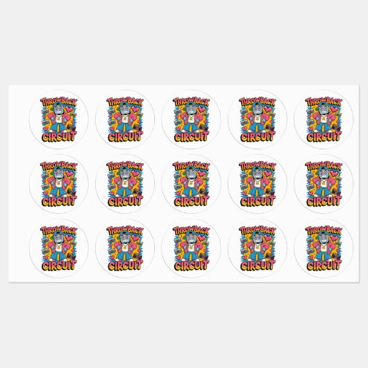 Retro Robot 90s Hip Hop Design – Leuke Cartoon Goo Labels (Vel)