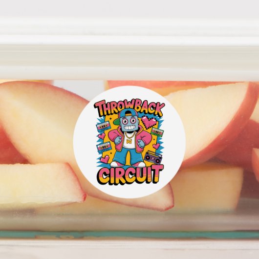 Retro Robot 90s Hip Hop Design – Leuke Cartoon Goo Labels (Aangebracht)