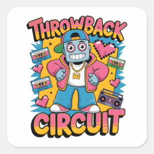 Retro Robot 90s Hip Hop Design – Leuke Cartoon Goo Vierkante Sticker