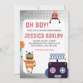 Retro Robot Baby shower Kaart (Voorkant)