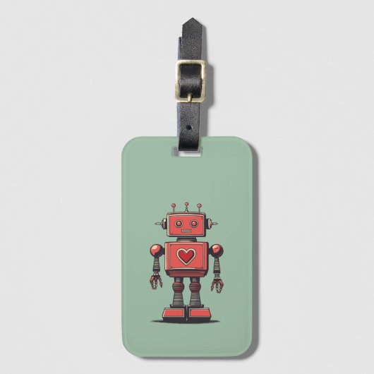 Retro  Robot Bagagelabel (Voorkant (verticaal))