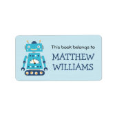 Rétro robot bookplate book étiquette (Devant)