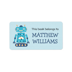Rétro robot bookplate book étiquette