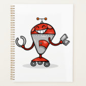 Retro Robot Cartoon amusant Rouge et Argent AI Bot (Devant)