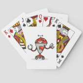 Retro Robot Cartoon Fun Red en Silver AI Bot Pokerkaarten (Achterkant)