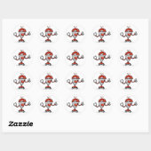 Retro Robot Cartoon Fun Red en Silver AI Bot Ronde Sticker (Vel)