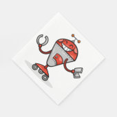 Retro Robot Cartoon Fun Red en Silver AI Bot Servet (Hoek)
