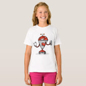Retro Robot Cartoon Fun Red en Silver AI Bot T-shirt (Voorkant volledig)
