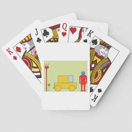 Retro robot en auto pokerkaarten (Achterkant)