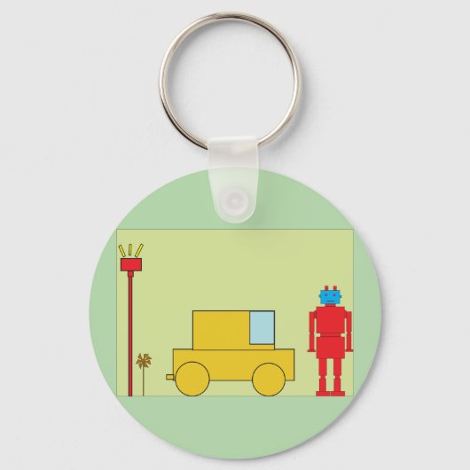 Retro robot en auto sleutelhanger (Voorkant)