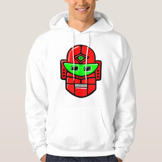 Retro Robot Head - Gepersonaliseerd Hoodie (Voorkant)