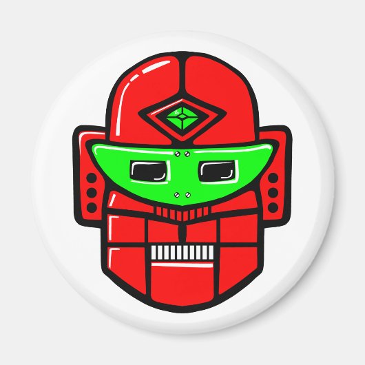 Retro Robot Head Magneet (Voorkant)