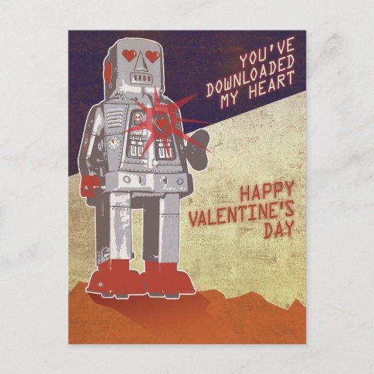 Retro Robot - Je hebt mijn hart gedownload ... Briefkaart (Voorkant)