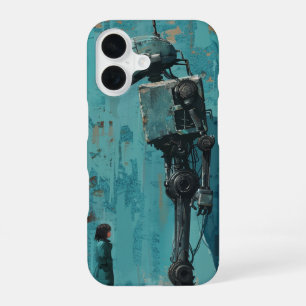 Retro robot met meisje iPhone 16 hoesje