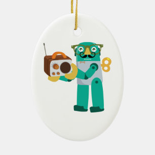 Retro Robot met radio Keramisch Ornament
