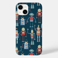 Retro Robot Pattern Dark