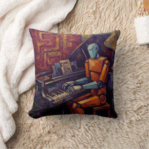 RETRO ROBOT PIANIST II VINTAGE AI-MUZIKANT KUSSEN