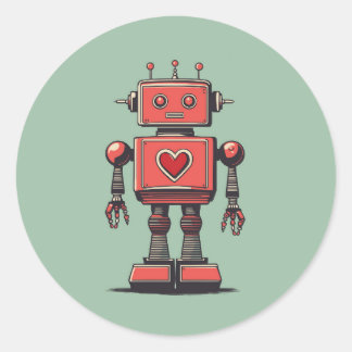 Retro  Robot Ronde Sticker