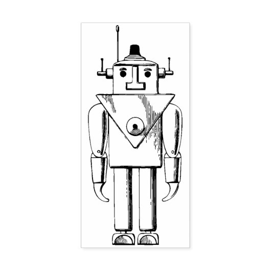 Retro Robot Rubberstempel (Afrduk)