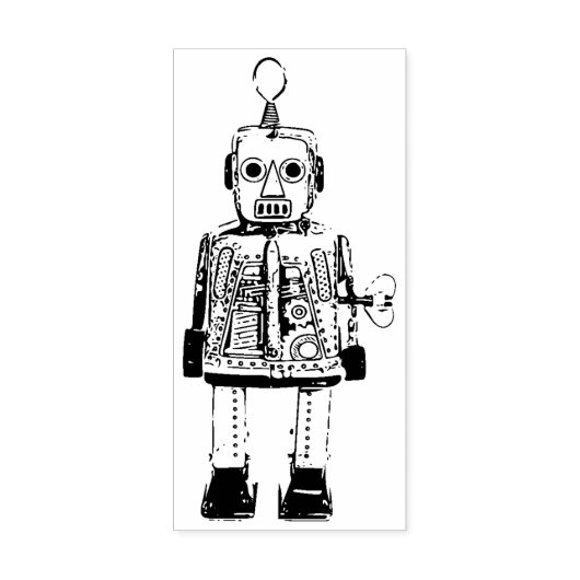 Retro Robot Rubberstempel (Afrduk)