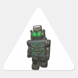 RETRO ROBOT STICKER. DRIEHOEK STICKER