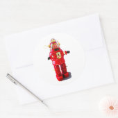 RETRO ROBOT STICKER. RONDE STICKER (Envelop)