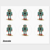 RETRO ROBOT STICKER. RONDE STICKER (Vel)