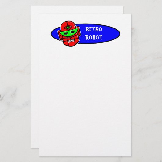 Retro Robot zegt: Briefpapier (Voorkant / Achterkant)