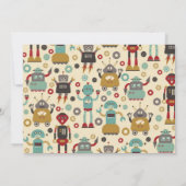 Retro Robots Birthday Party Invitation Kaart (Achterkant)