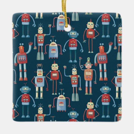 Retro  robots keramisch siermiddel keramisch ornament (Voorkant)