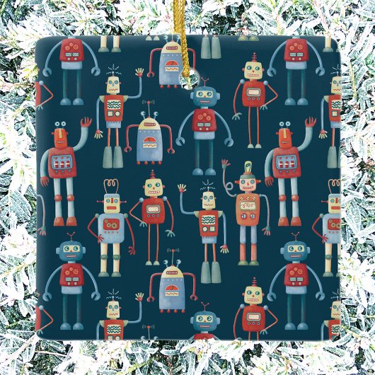 Retro  robots keramisch siermiddel ornament