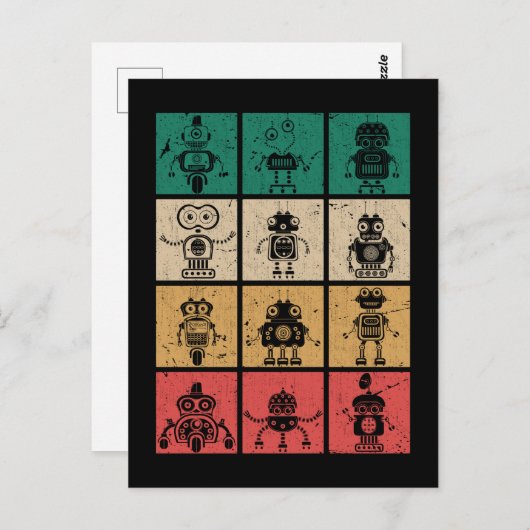 Retro Robots  robotica Briefkaart (Voorkant / Achterkant)