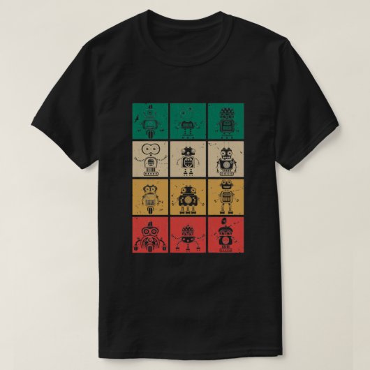Retro Robots robotica T-shirt (Design voorkant)