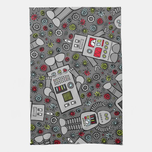 Retro Robots Theedoek (Verticaal)