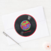 Retro Rock en Roll Vinyl Ronde Sticker (Envelop)