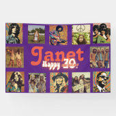 Retro Rock Fotosjabloon 70e Verjaardag Spandoek (Horizontaal)