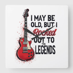 Retro Rock Gitaar Klassieke Muziek Nostalgie Desig Vierkante Klok