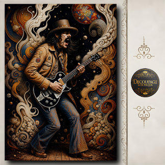 Retro Rock Gitarist Psychedelische Kunst Tissuepapier
