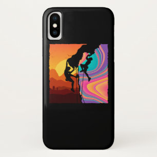 Retro Rock-klimmer, Bouldering, klimmer iPhone X Hoesje