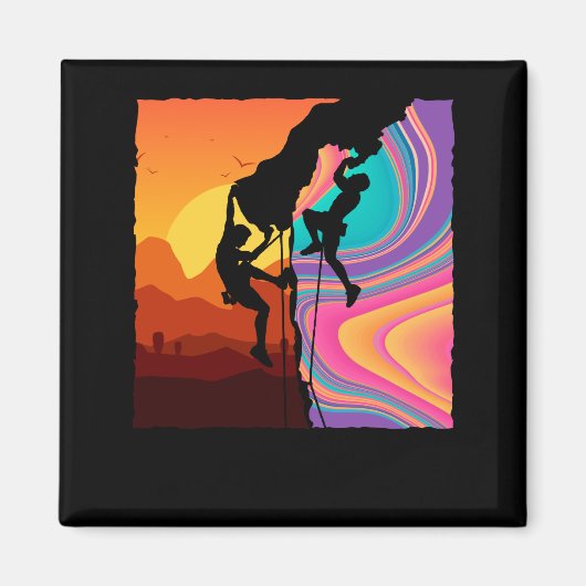 Retro Rock-klimmer, Bouldering, klimmer Magneet (Voorkant)