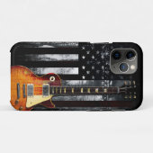 Retro Rock N Roll American Flag Guitar Case-Mate iPhone Case (Achterkant (horizontaal))