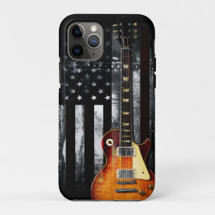 Retro Rock N Roll American Flag Guitar iPhone 11 Pro Hoesje