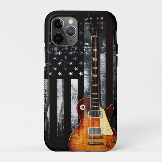 Retro Rock N Roll American Flag Guitar Case-Mate iPhone Case (Achterkant)