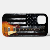 Retro Rock N Roll American Flag Guitar Case-Mate iPhone Case (Achterkant (horizontaal))