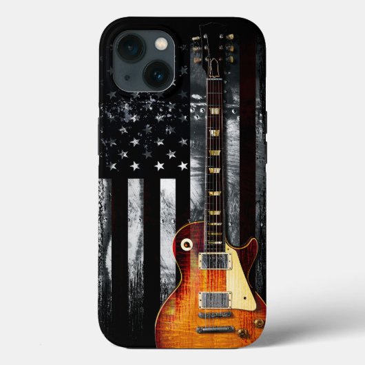 Retro Rock N Roll American Flag Guitar Case-Mate iPhone Case (Achterkant)