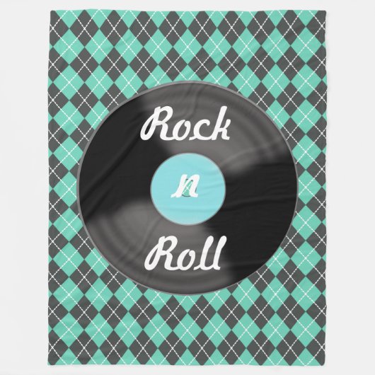 Retro Rock n Roll Record Fleece Blanket Gift (Voorkant)